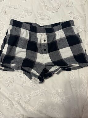 stars above Black and White Plaid Lounge Shorts